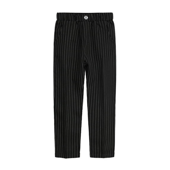 EGNMCR Toddler Stretch Skinny Chino Pants Kids Big Boy Fashion Cute Solid Color Stripe Casual School Uniform Suit Pants Trousers-Black-5-6T
