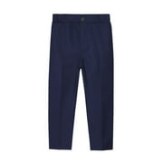 EGNMCR Toddler Stretch Skinny Chino Pants Kids Big Boy Fashion Cute Solid Color Stripe Casual School Uniform Suit Pants Trousers-Navy-3-4T