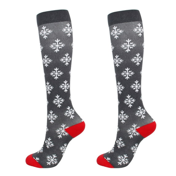 EGNMCR Compression Socks Unisex Adults Women Cartoon Christmas Print 3D Socks Warm Pressure Stockings Best Support for Nurses, Running, Hiking, Recovery & Flight Socks Pregnancy Compression Socks