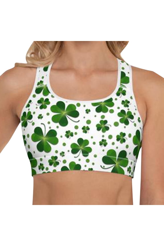 Cropped Workout Tank Tops for Women Green Irish Sleeveless Racerback Sports Bra St Patricks Day Top