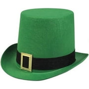 EGNMCR Deluxe Satin Unisex Adult Saint Patrick's Day Irish Leprechaun Green Top Hat with Buckle