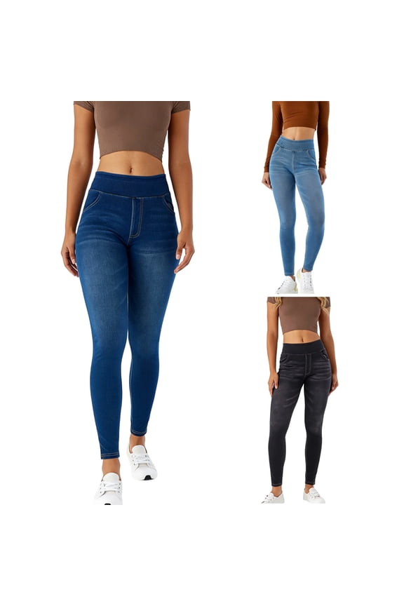 Denim Jeans - Style Jeggings for Women Butt Lifting Tummy Control High Waisted Jeans Yoga Pants Gym Workout Running Leggings