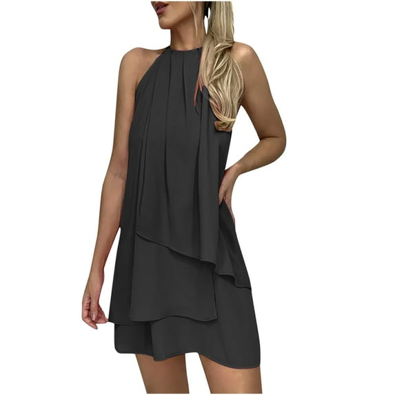 EGNMCR Dresses for Women 2024 Sexy Summer Sleeveless Round Neck Solid Color Bodycon Dress Bodycon Dress Maxi Dress Evening Dress Spring/Summer Sale