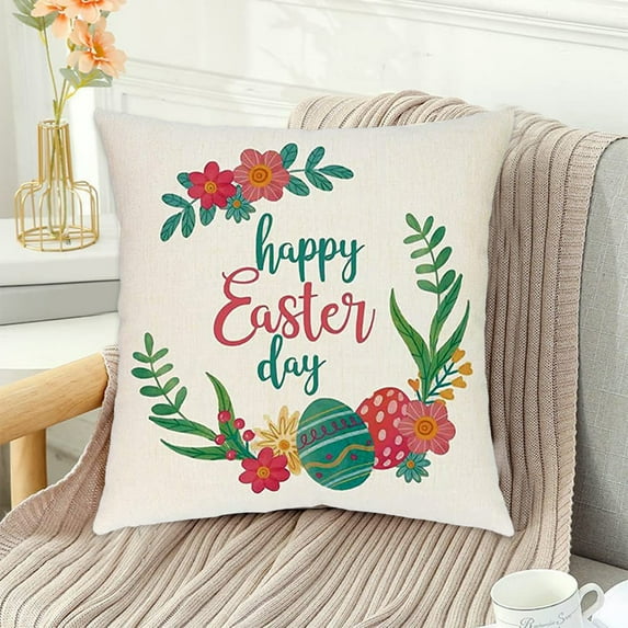 EGNMCR Easter Pillow Covers 18x18 Inch Set of 4PCS Easter Decorations Bunny Truck Peeps Hip Hop Spring Throw Pillows Cover for Home Decor Easter Decorative - Spring/Summer