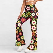 EGNMCR Flare Leggings for Women Yoga Pants Print High Waisted Flare Leggings Bootcut Casual Bell Bottom Dress Wide Leg Yoga Pants