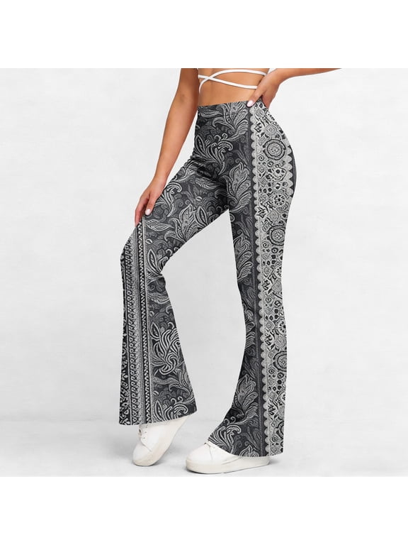 Flare Leggings for Women Yoga Pants Print High Waisted Flare Leggings Bootcut Casual Bell Bottom Dress Wide Leg Yoga Pants