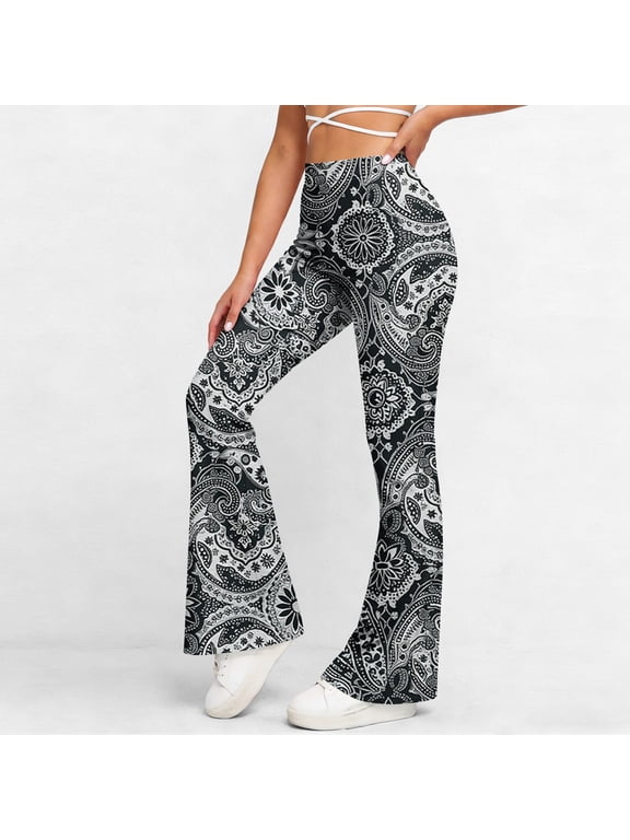 Flare Leggings for Women Yoga Pants Print High Waisted Flare Leggings Bootcut Casual Bell Bottom Dress Wide Leg Yoga Pants