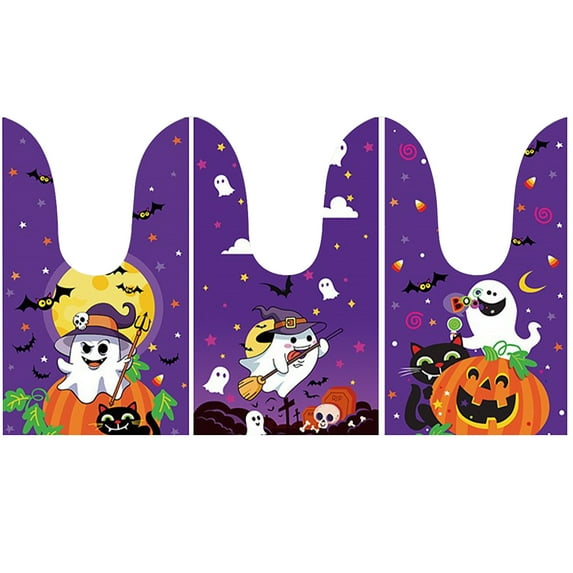 EGNMCR Halloween Treat Bags Candy Bags 50pcs Drawstring Design Halloween Goodie Bags Party Bags For Kids Plastic Gift Bags Party Supplies Decorati