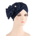thumbnail image 1 of EGNMCR Head Scarf Women African Turban Flower Knot Pre-Tied Bonnet Beanie Cap Headwrap Women Solid Floral India Muslim Ruffle Chemo Hat Headwear Head Wraps Turbans Beanie Cap Headwraps, 1 of 2