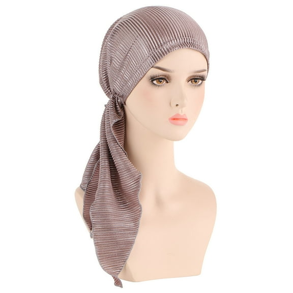 EGNMCR Head Scarf Women African Turban Flower Knot Pre-Tied Bonnet Beanie Cap Headwrap Women Solid India Muslim Ruffle Chemo Hat Headwear Head Wraps Turbans Beanie Cap Headwraps -