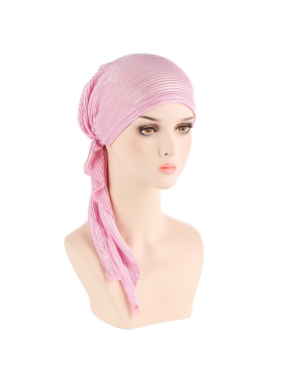 Head Scarf Women African Turban Flower Knot Pre-Tied Bonnet Beanie Cap Headwrap Women Solid India Muslim Ruffle Chemo Hat Headwear Head Wraps Turbans Beanie Cap Headwraps -