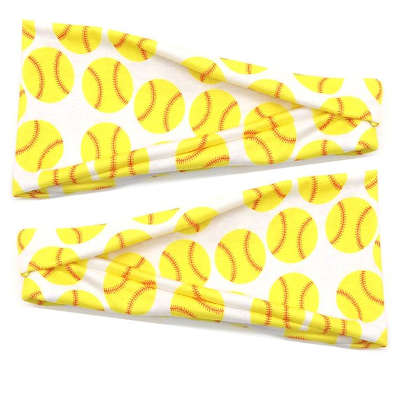 EGNMCR Headbands for Women Fashion Baseball Printed Elastic Hair Bands Wrap Hair Bandana Headband 2PC Spring/Summer Sale