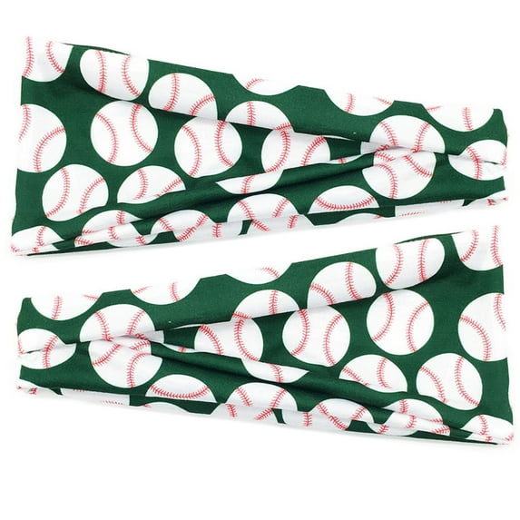 EGNMCR Headbands for Women Fashion Baseball Printed Elastic Hair Bands Wrap Hair Bandana Headband 2PC Spring/Summer Sale Clearance