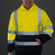 EGNMCR High Visibility Safety Bomber Jacket for Rain Hi Vis, Waterproof, Reflective Work Coat with Detachable Hood, Men