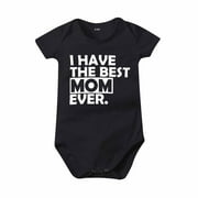 EGNMCR I Love Mom Newborn Summer Baby Boy Girl Rompers Bodysuit Jumpsuit Playsuit One Piece Outfit Clothes I Love Dad (Black,0-3 Months) - Baby deals