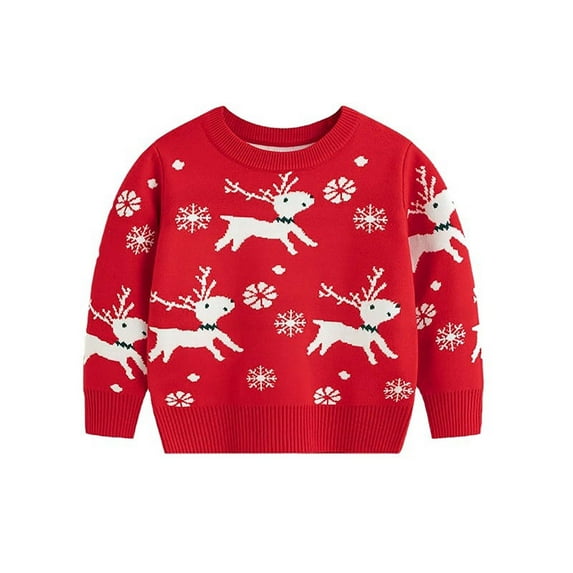 EGNMCR Kids Ugly Christmas Sweaters Boys Girls Fashion Round Neck Pullover Classic Sweater