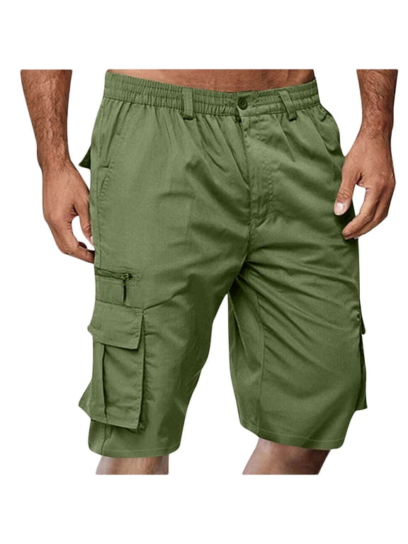 Loose Fit Bermuda Elastic Waist Polyester, Short (Men's M)