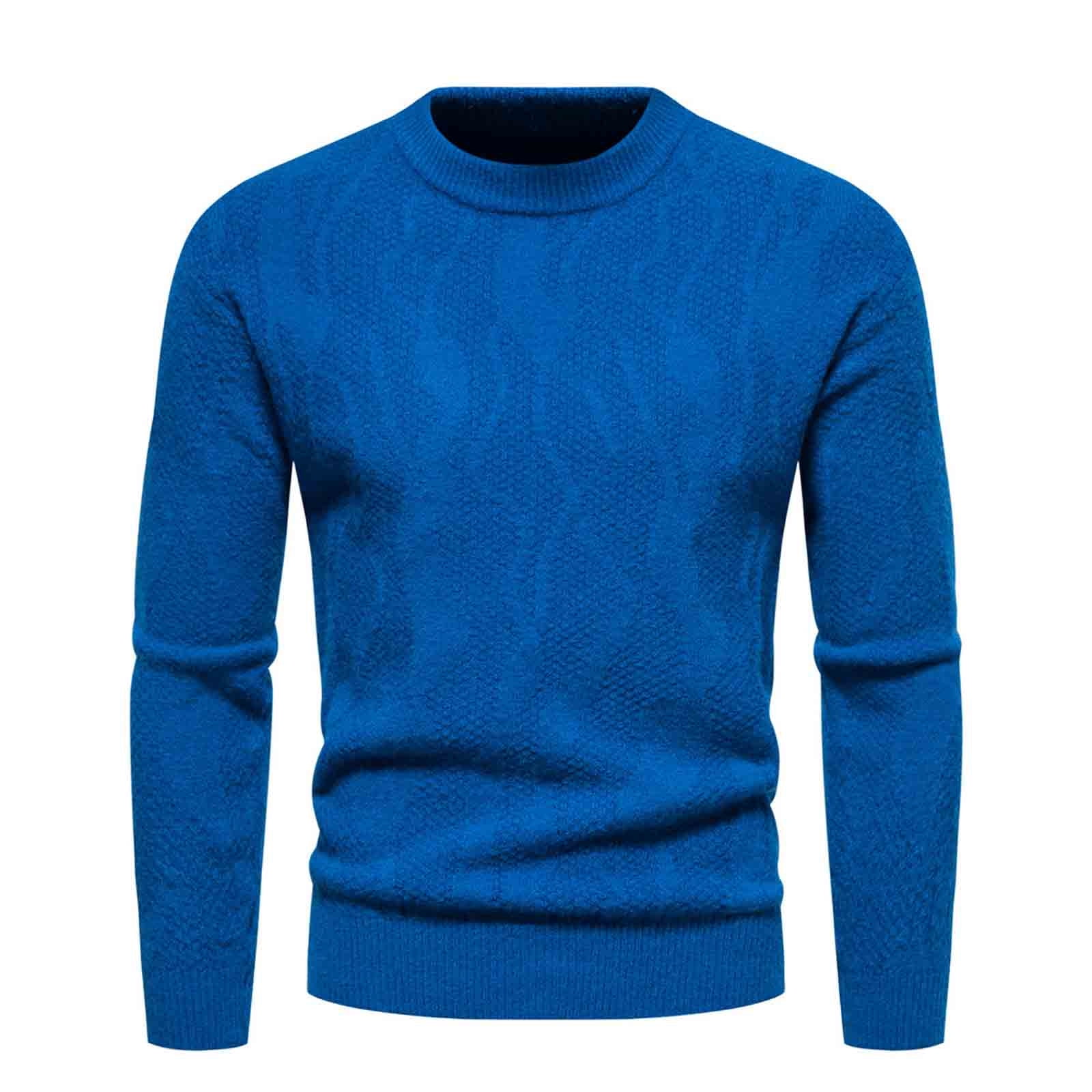 EGNMCR Men s Crew Neck Pullover Sweater Solid Color Sweater Fashion Causal Knit Long Sleeve Pullover Sweater Walmart