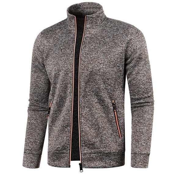 EGNMCR Men's Fall Winter Jacket Casual Stand-up Collar Jacket Zipper Jacket Thickened Fleece Jacket Long-sleeved Slim Jacket Lightweight Jacket