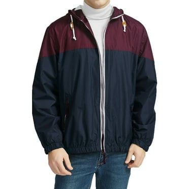 EGNMCR Men's Puffer Jacket Autumn Slim Fitting Thin Outdoor Sun Protection Hiking Jacket with Pockets Casual Color Block Patchwork Hooded Zip Up Lightweight Overcoats Windbreaker on Clearance