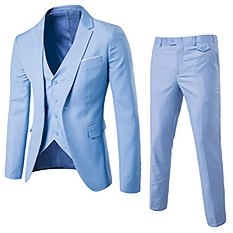 Men's 3-Piece Slim Fit Suit Set - 2 Button Blazer, Vest & Pants For Formal & Wedding Occasions