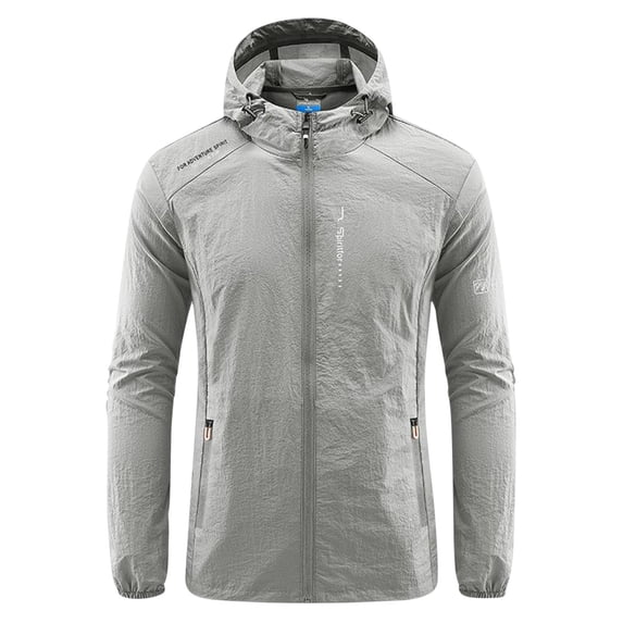 EGNMCR Men's Sunwear with Pockets Zipper Light Jacket Casual Sunwear Hooded Sun Protection Long Sleeve