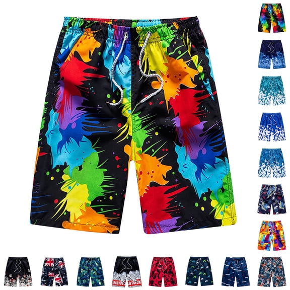 EGNMCR Men's Swim Trunks Quick Dry Beach Shorts Swimwear Bathing Suits Print Beer Festival Beach Casual Trouser Shorts (Regular & Extended Sizes) - Summer