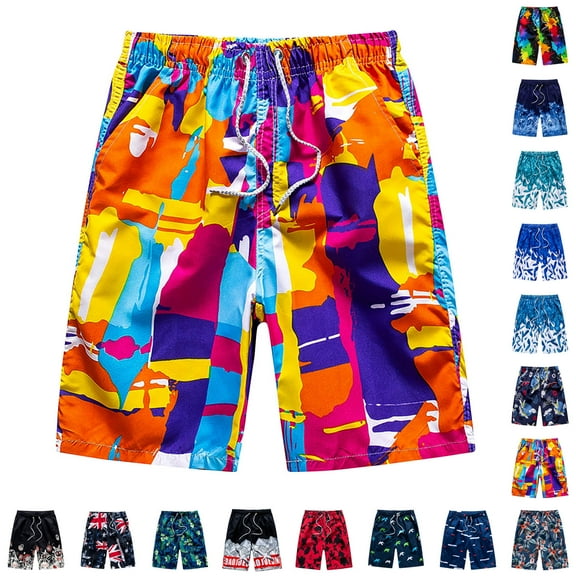 EGNMCR Men's Swim Trunks Quick Dry Beach Shorts Swimwear Bathing Suits Print Beer Festival Beach Casual Trouser Shorts (Regular & Extended Sizes) - Summer