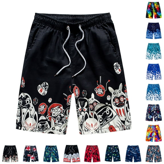 EGNMCR Men's Swim Trunks Quick Dry Beach Shorts Swimwear Bathing Suits Print Beer Festival Beach Casual Trouser Shorts (Regular & Extended Sizes) - Summer