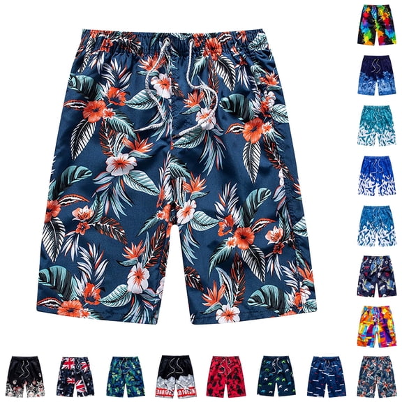 EGNMCR Men's Swim Trunks Quick Dry Beach Shorts Swimwear Bathing Suits Print Beer Festival Beach Casual Trouser Shorts (Regular & Extended Sizes) - Summer