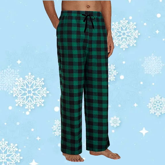 EGNMCR Mens Pajama Pants Fashion Plaid Printed Household Pants Casual Pajama Bottoms Sleepwear With Pocket