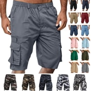 Short Cargo Ample Homme, Multi-poches, été, Travail, Noir, Taille Haute