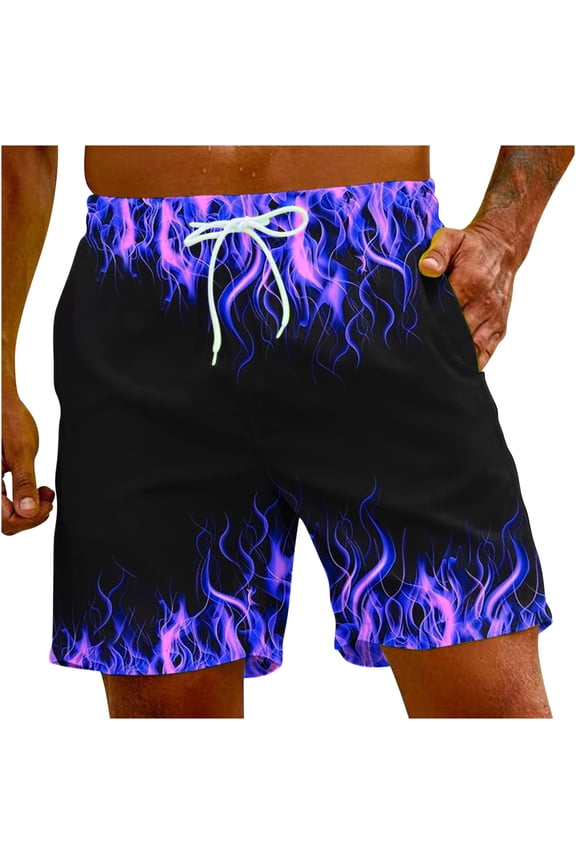 Mens Swim Trunks Fashion Summer Oversized Printed Quarter Pants Beach Shorts Sports Casual Pants