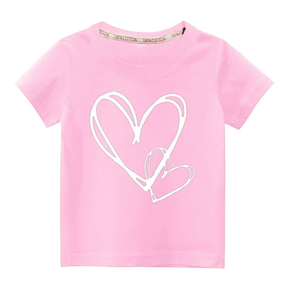 EGNMCR Mother's Day Pinks Toddler Boy Girl Cotton Shirts Kids Boys Girls Fashion Cute Round Neck Print Short Sleeve Top-Pinks-5T