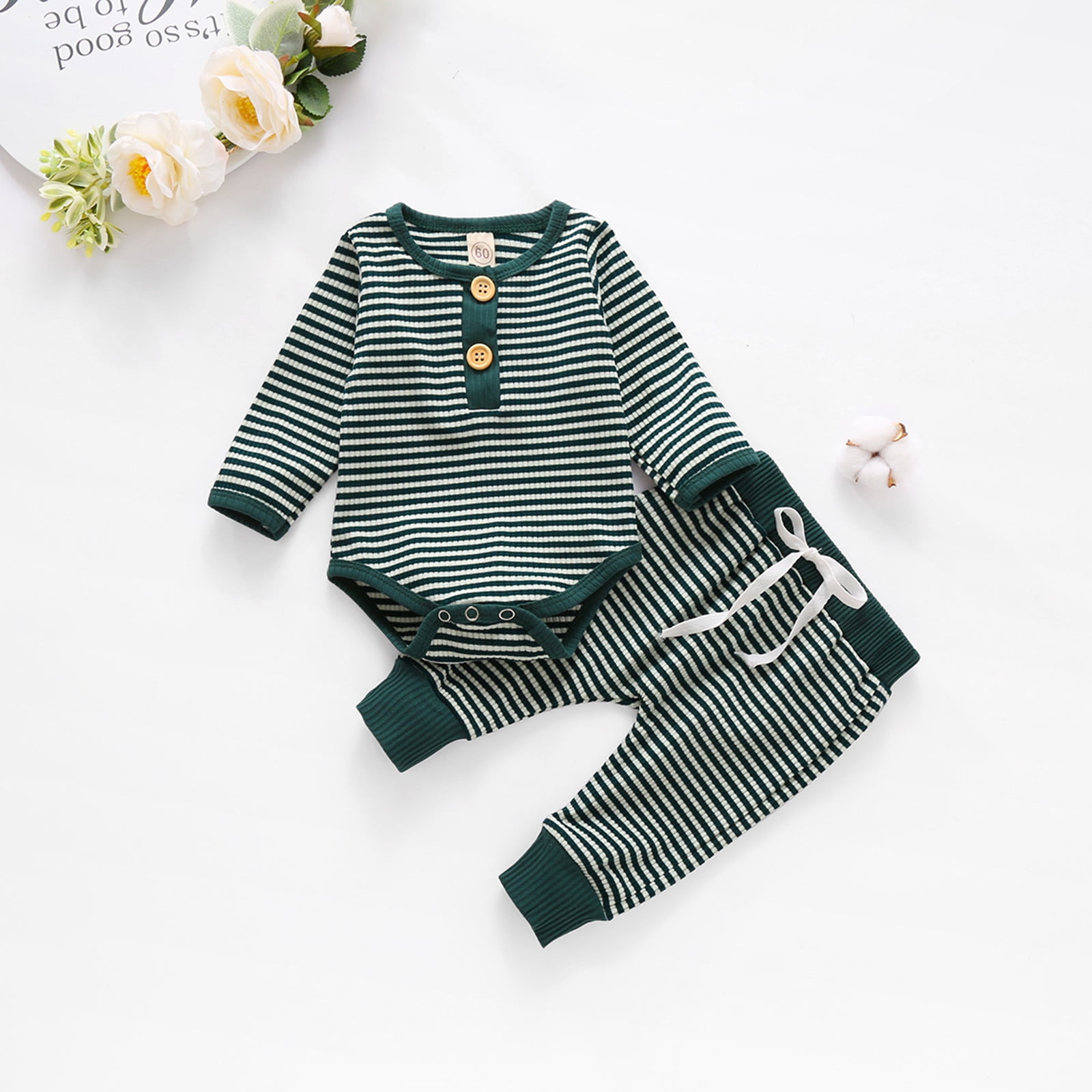 Autumn Arrival Baby Unisex Long Sleeves Geometric Pattern Crew Neck bodysuit and Pants Clothing Sets