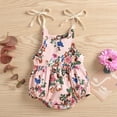 thumbnail image 1 of EGNMCR Newborn Infant Baby Girl Romper Jumpsuit Sleeveless Bodysuit Summer Outfit Clothes Summer Baby Girls Flowers Straps Sleeveless Jumpsuit Casual Bodysuit Clothes (Pink,0 3 Months ) Baby, 1 of 1