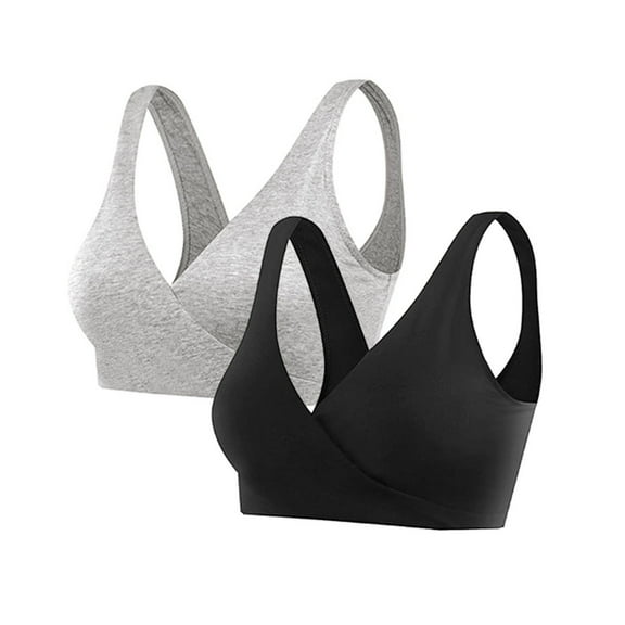 EGNMCR Nursing Bras 2 Pack Wrap Front Maternity Bra Women Pregnancy Breastfeeding Bra, Gifts for Women