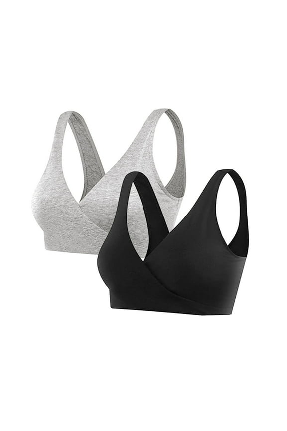 Nursing Bras 2 Pack Wrap Front Maternity Bra Women Pregnancy Breastfeeding Bra, Gifts for Women