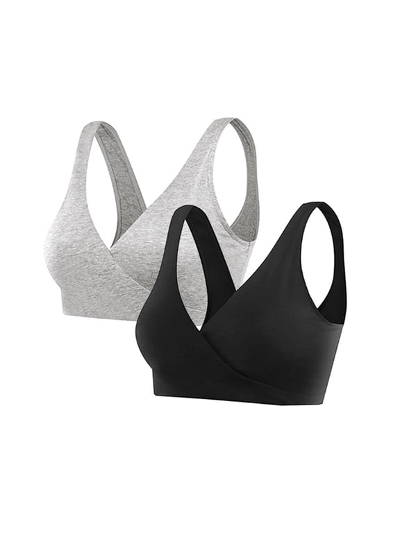 Nursing Bras 2 Pack Wrap Front Maternity Bra Women Pregnancy Breastfeeding Bra, Gifts for Women