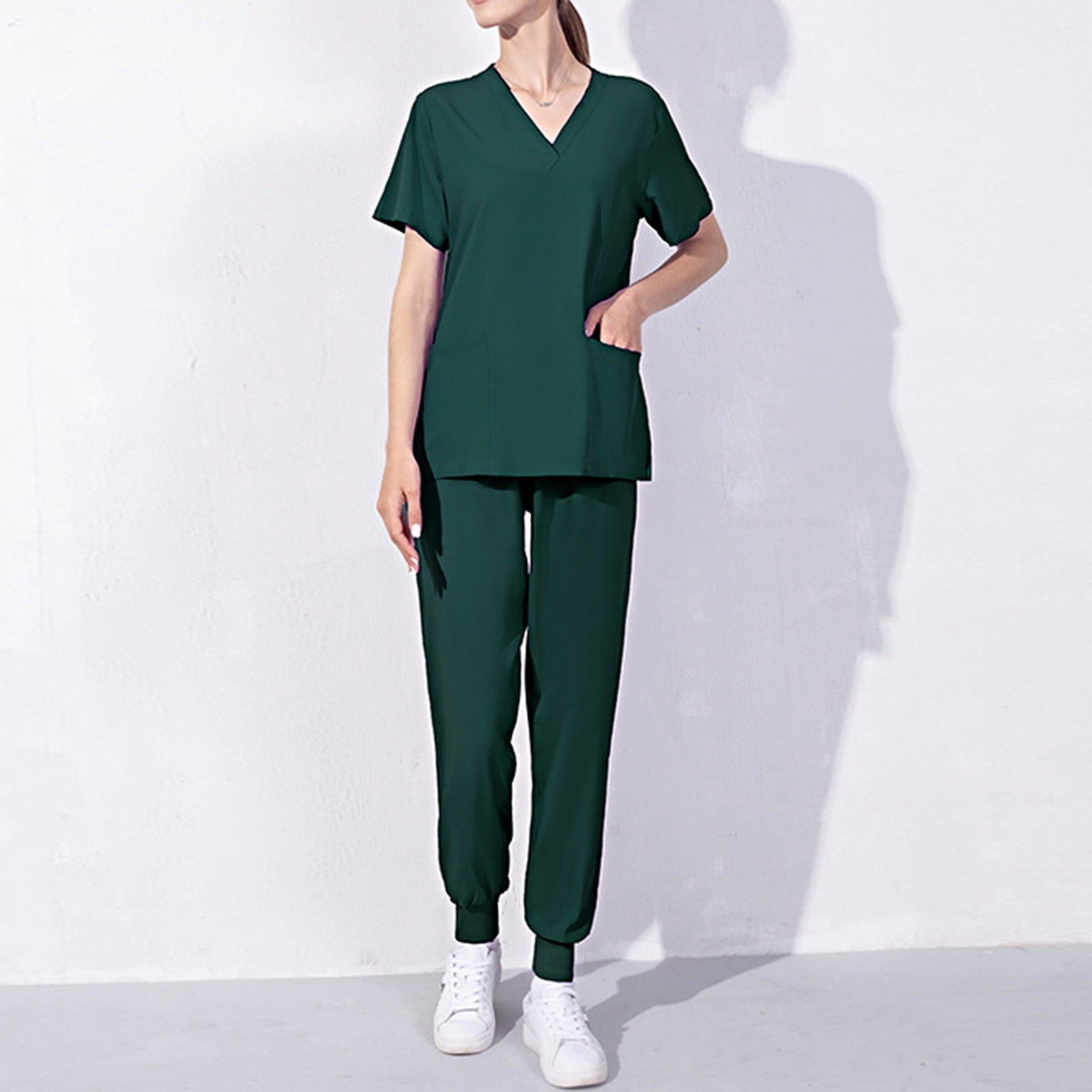 EGNMCR Nursing Scrub Workwear Sets for Women Solid Color T Shirt with ...
