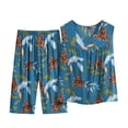 thumbnail image 1 of EGNMCR Pajama Sets for Women 2 Piece Summer Cotton Silk Printed Short Sleeve Round Neck Top And Pant Pajamas Suits Summer Sale Clearance, 1 of 3