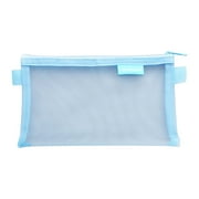EGNMCR Pencil Pouches Case, Clear Exam Pencil Pouch, Mesh Zipper Pen Pouch, Nylon Pencil Storage Pouch, Portable Office Stationery Pouch for Students Adults, Blue