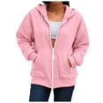 thumbnail image 1 of EGNMCR Pink Women Zip Up Hoodie Trendy Oversized Sweatshirt Casual Long Sleeve Fleece Jacket Fall Outfits Fashion Coat Clothing Fall Winter, 1 of 9