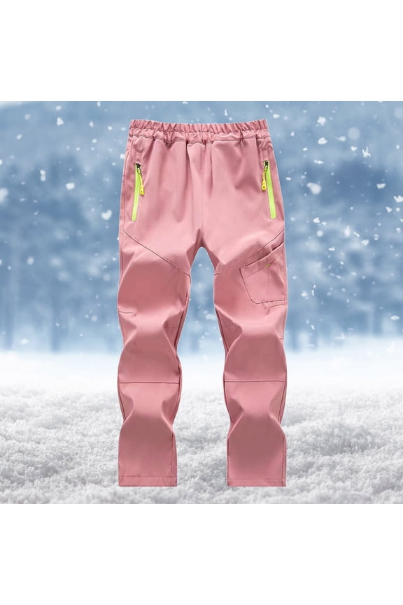 Pinks Kids Snow Ski Pants Hiking Boys Girls Outdoor Water Windproof Fleece Warm Snowboard Pants-Pinks-9T