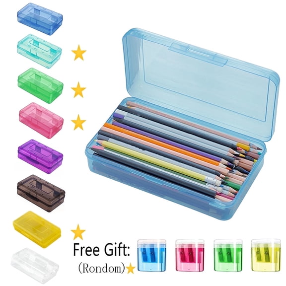 EGNMCR Plastic Pencil Box Large Capacity Pencil Boxes Clear Boxes with Snap-tight Lid Design and Stylish Office Supplies Storage Organizer Box - Back to School Savings