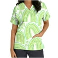 thumbnail image 1 of EGNMCR Scrub For Women Tops Short Sleeve V-neck Tops Working Uniform St. Patrick Print With Pocket Blouse - Fall/Winter Savings, 1 of 4