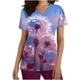 thumbnail image 1 of EGNMCR Scrub for Women Fashion Casual Flower Printing Short Sleeve V Neck Pocket Nurse Uniform Workwear Blouse Tops Spring Summer Sale, 1 of 4