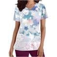 thumbnail image 1 of EGNMCR Scrub for Women Fashion Casual Flower Printing Short Sleeve V Neck Pocket Nurse Uniform Workwear Blouse Tops Spring Summer Sale, 1 of 4