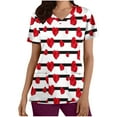 thumbnail image 1 of EGNMCR Scrub for Women Short Sleeve Casual Printed V Neck Pocket Scrub Top Workwear, 1 of 4