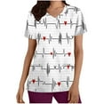 thumbnail image 1 of EGNMCR Scrub for Women Short Sleeve Casual Printed V Neck Pocket Scrub Top Workwear, 1 of 4